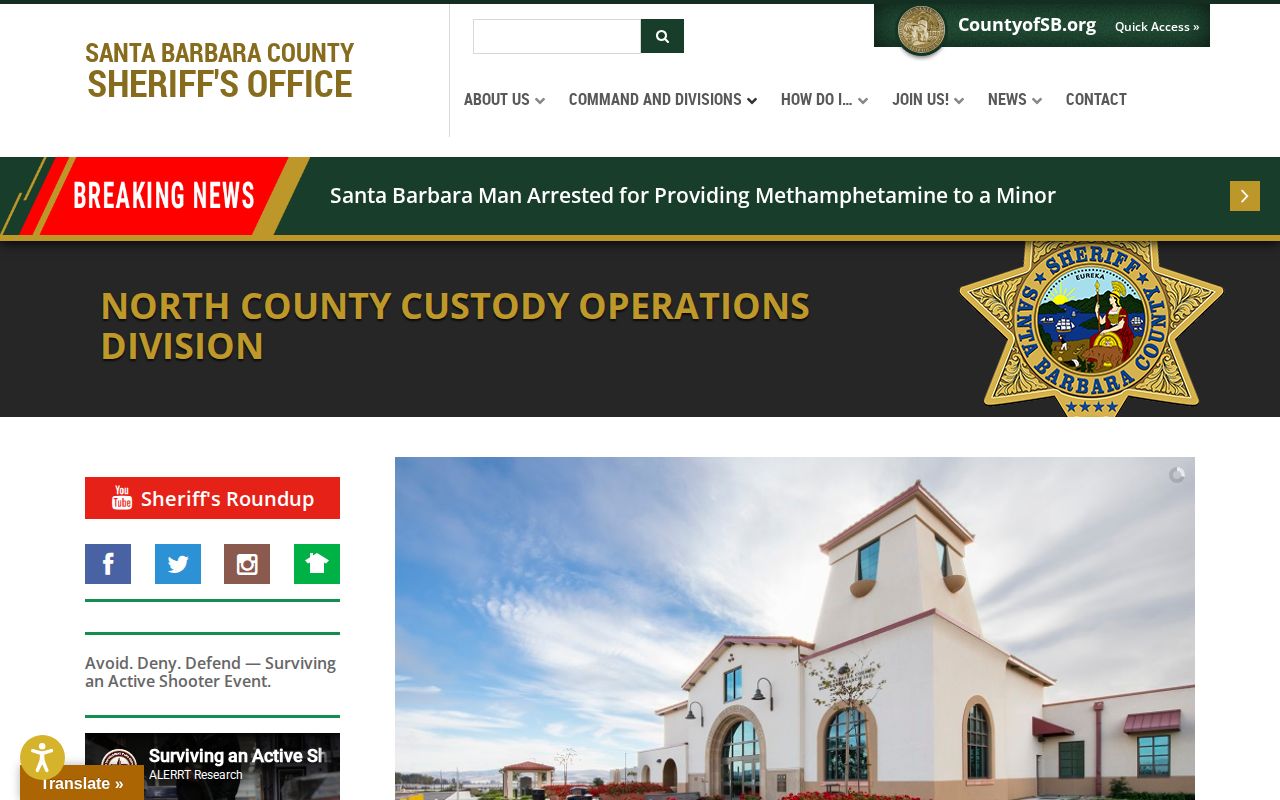 Santa Barbara County Northern Branch Jail release records facility source