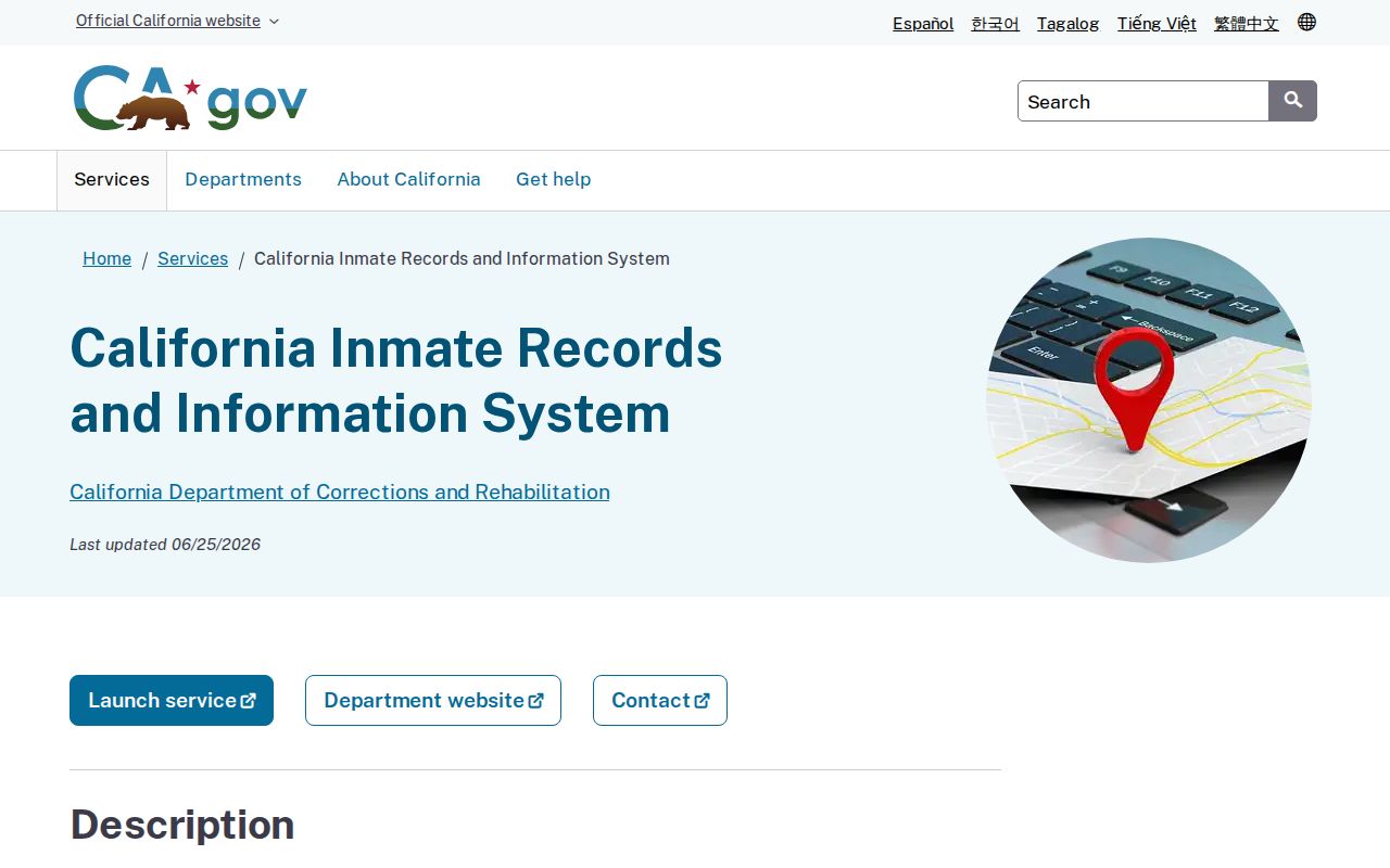 Santa Barbara County projected release date CDCR CIRIS service page