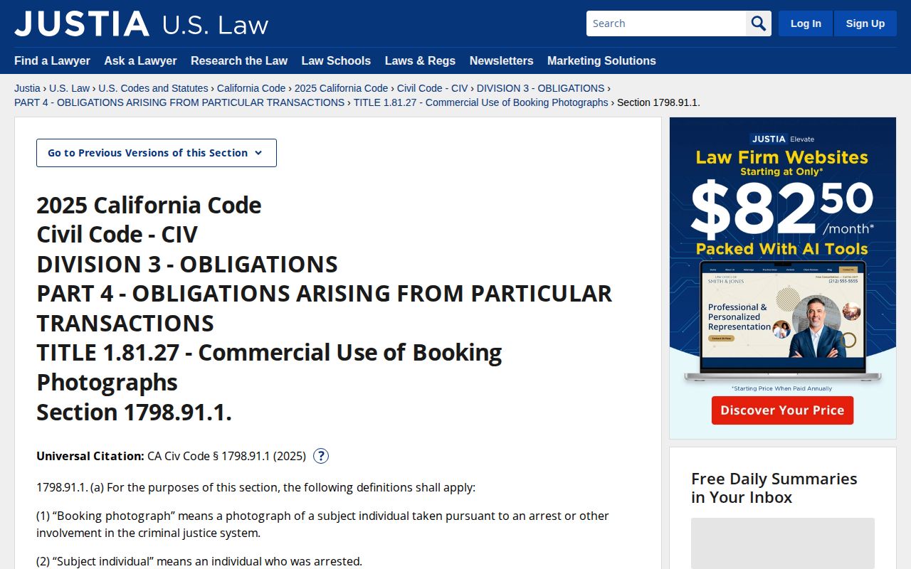 Santa Barbara County Released Inmate Mugshots California Civil Code booking photo limit